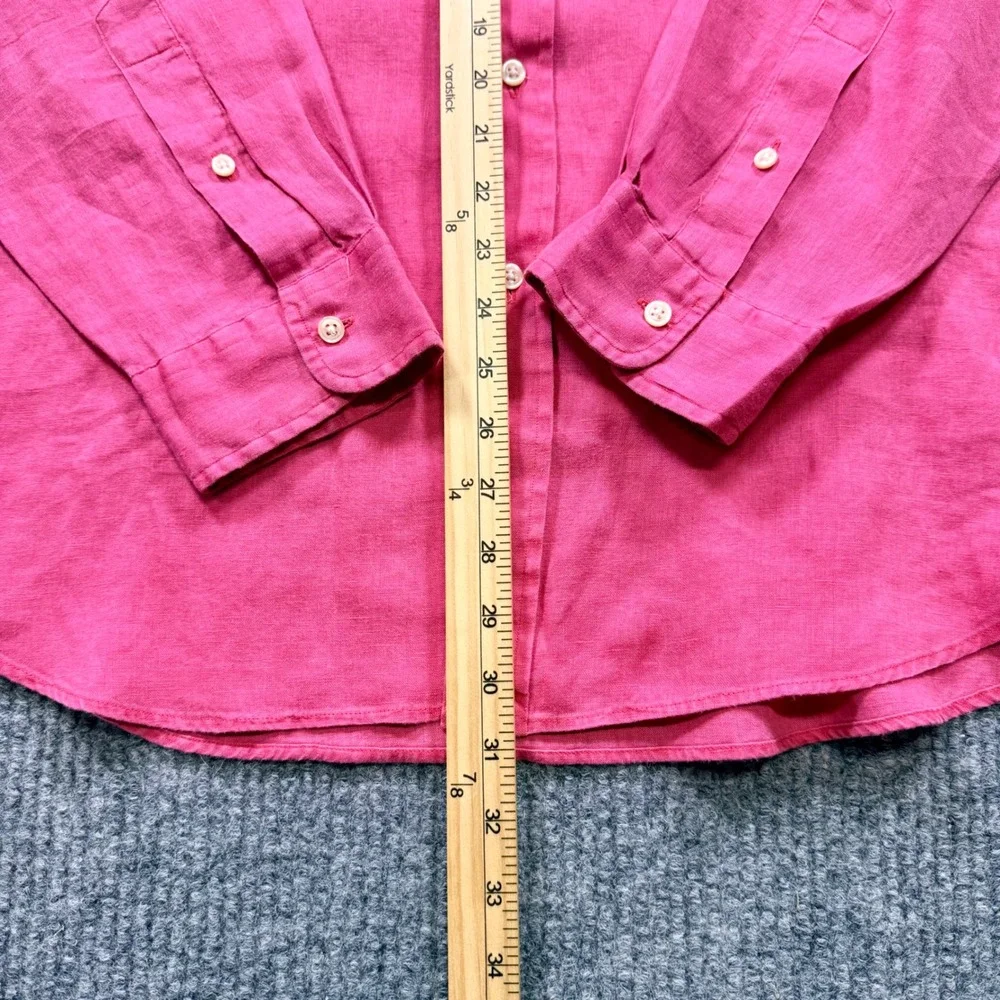 Ralph Lauren Mens XL Classic Fit Pink Linen Button Down Shirt Long Sleeve Pony